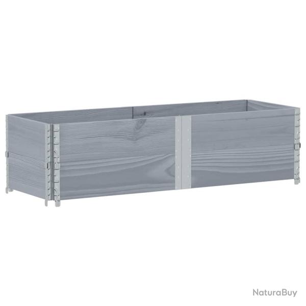 Jardini�re bac lit sur�lev� plantes fleurs terrasse jardin 150 x 50 cm bois massif de pin gris 02_0
