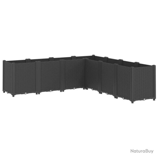 Jardini�re bac lit sur�lev� plantes fleurs terrasse jardin 160 x 160 x 53 cm polypropyl�ne noir 02_