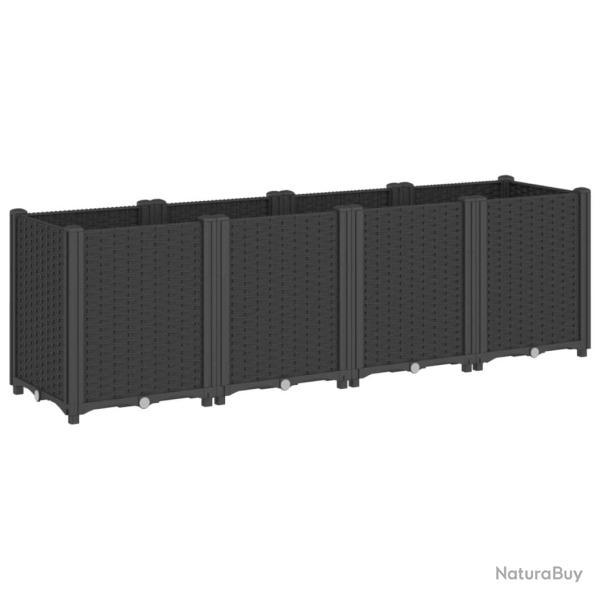Jardini�re bac lit sur�lev� plantes fleurs terrasse jardin 160 x 40 x 53 cm polypropyl�ne noir 02_0