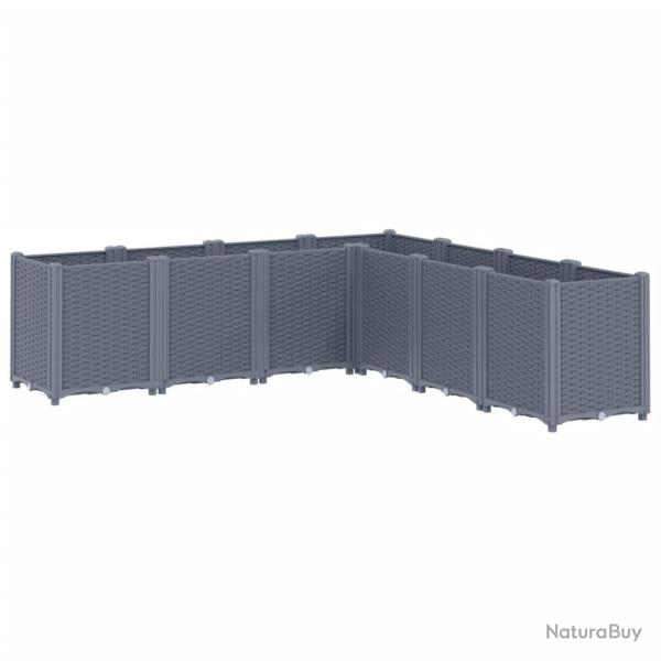 Jardini�re bac lit sur�lev� plantes fleurs terrasse jardin 160 x 160 x 53 cm PP gris 02_0037459