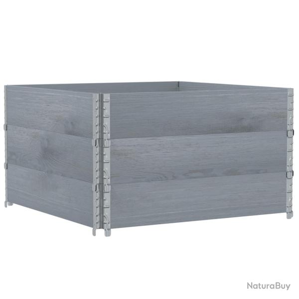 Jardini�re bac lit sur�lev� plantes fleurs terrasse jardin 100 x 100 cm bois de pin massif gris 02_