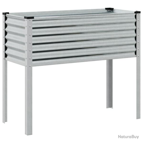 Jardini�re bac lit sur�lev� plantes fleurs terrasse jardin 100 x 41 x 90 cm acier inoxydable Argent