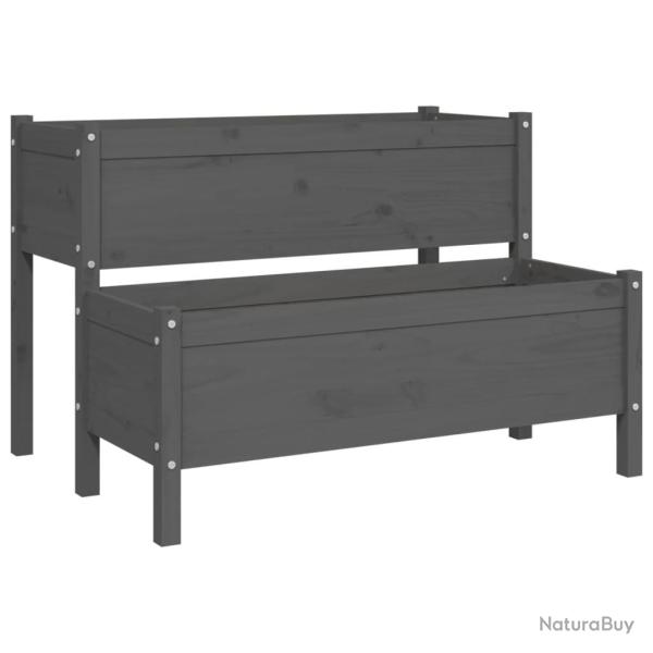 Jardini�re bac lit sur�lev� plantes fleurs terrasse jardin 110 x 84 x 75 cm bois massif de pin gris