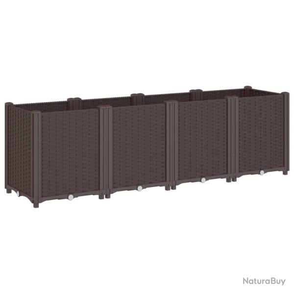 Jardini�re bac lit sur�lev� plantes fleurs terrasse jardin 160 x 40 x 53 cm polypropyl�ne marron 02