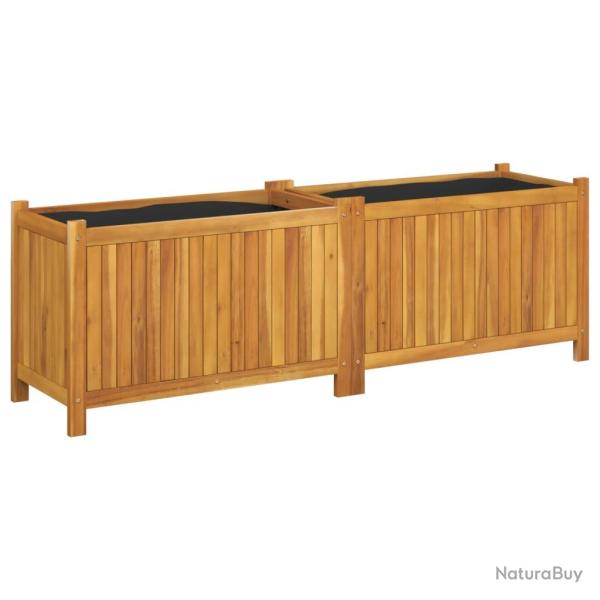 Jardini�re bac lit sur�lev� plantes fleurs terrasse jardin avec doublure 153 x 38,5 x 50 cm bois ma