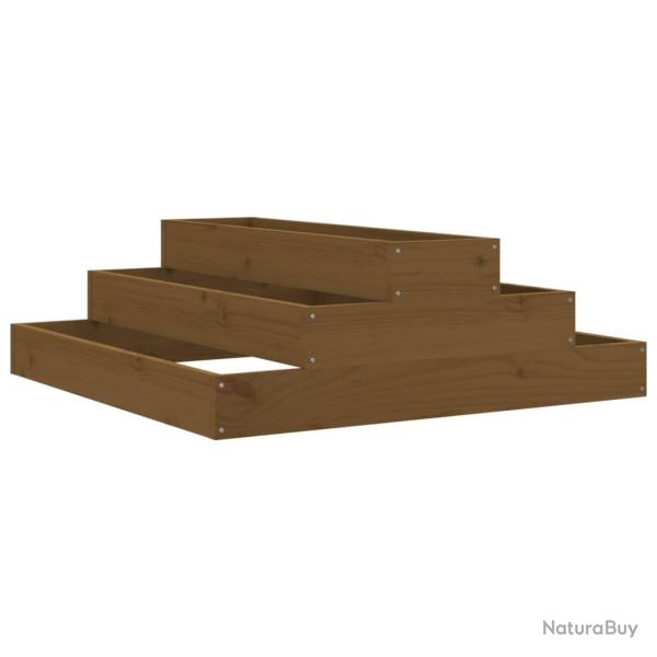Jardini�re bac lit sur�lev� plantes fleurs terrasse jardin 80 x 80 x 27 cm bois massif de pin marro