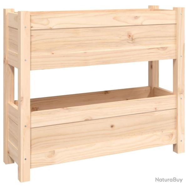 Jardini�re bac lit sur�lev� plantes fleurs terrasse jardin 77 x 25 x 66 cm bois massif de pin marro