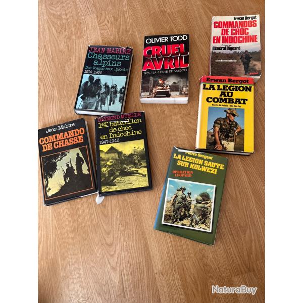 Lot de 7 livres militaire, Indochine, Alg�rie, Vietnam, l�gion �trang�re.