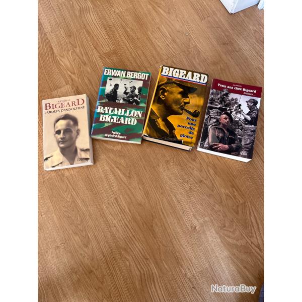 Lot de 4 livres sur le g�n�ral Bigeard, Indochine, Algerie, dien bien phi.