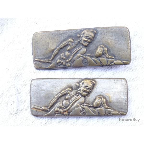 j183) lot =  vraie paire de tr�s beaux ornements de tsuka  = voir photos et description