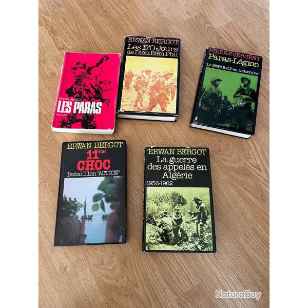 Lot de 5 livres militaire, parachutiste, l�gion, Indochine, Alger, dien bien phu.