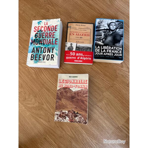 Lot de 4 livres militaire, ww2, Indochine, tonkin, Alg�rie.