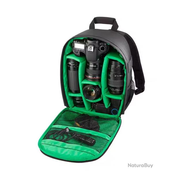 Sac � Dos �tanche Rembourr� pour Appareil Photo Reflex Video Cam�ra Id�al pour Photographes Vert