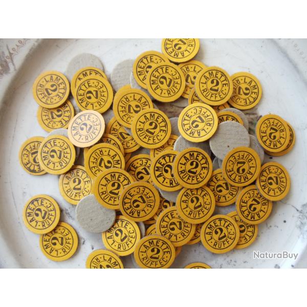 Lot de 100 rondelles carton nominatives de fermeture en calibre 12 , n�2.