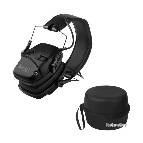 Casque Antibruit Tir Protection Auditive Electronique 22dB R�duction Bruit Amplification sonore Noir
