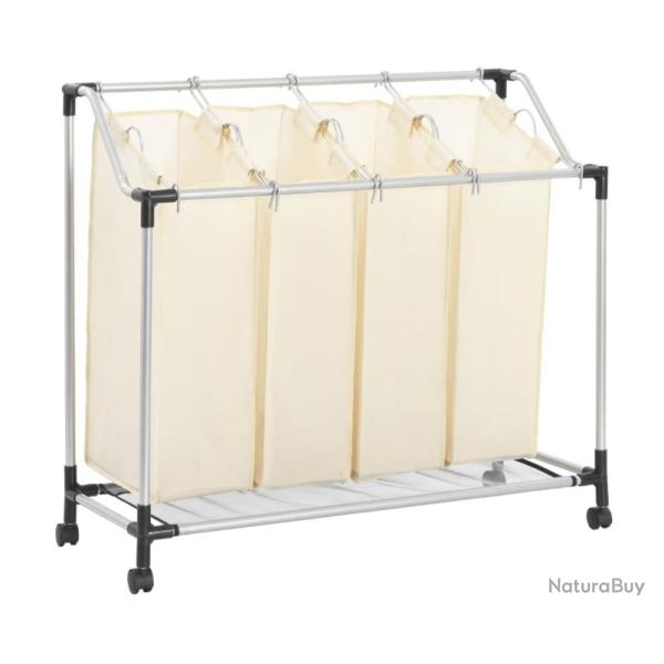 Trieur � linge cr�me avec 4 sacs - Acier robuste, pratique et organis�