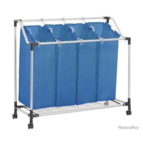 Trieur � linge bleu avec 4 sacs - Organisation efficace pour adultes m�thodiques