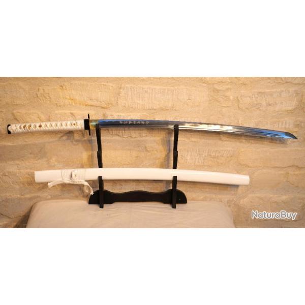 Sabre japonais fourreau blanc lame aiguis�s bonne qualit� - EBR24JAP002