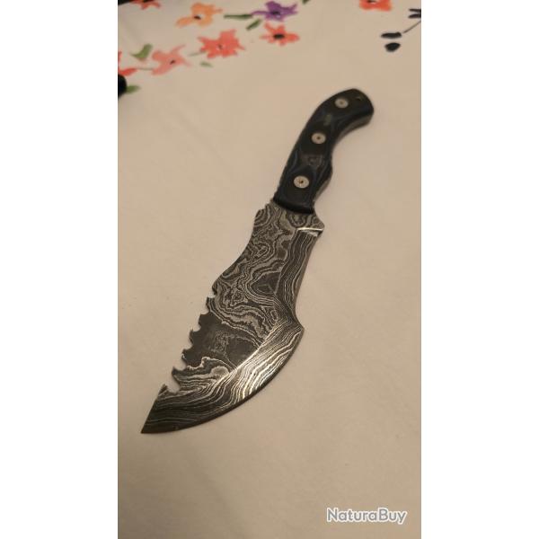 Tops knives Mini tracker Tom Brown en damasManche en micarta