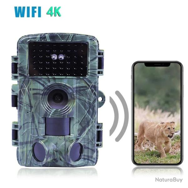 Cam�ra de Chasse WiFi Photos 60MP Vid�os 4K IP66 + Carte SD 32GB et Piles Incluses