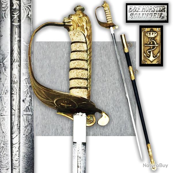 TRES BEAU & RARE SABRE DE MARINE ITALIENNE NAVY '' E&F. HORSTER '' LAME GRAV�E WW1 ORIGINAL #64
