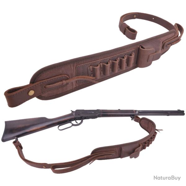 Porte-munitions en toile de cuir, fentes pour fusil -*Coffee(.22lr.17hmr)