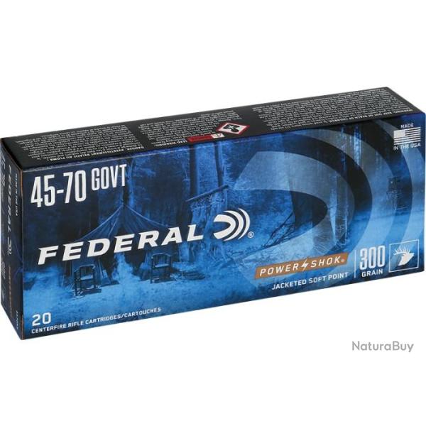 Munitions FEDERAL cal.45-70 power shok 300gr par 20
