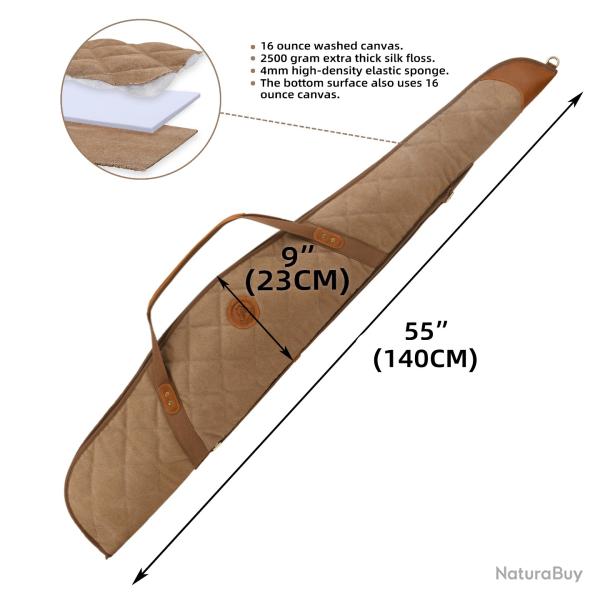 Sac de rangement en cuir brod pour fusil -*55"(with Scope gun)BN