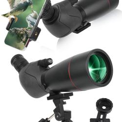 Longue-vue 25-75x70 HD avec Tr&eacute;pied M&eacute;tal Adaptateur Smartphone Etui Rigide  Observation Chasse Noir