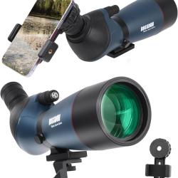 Longue-vue 25-75x70 HD avec Tr&eacute;pied M&eacute;tal Adaptateur Smartphone Etui Rigide  Observation Chasse Bleu