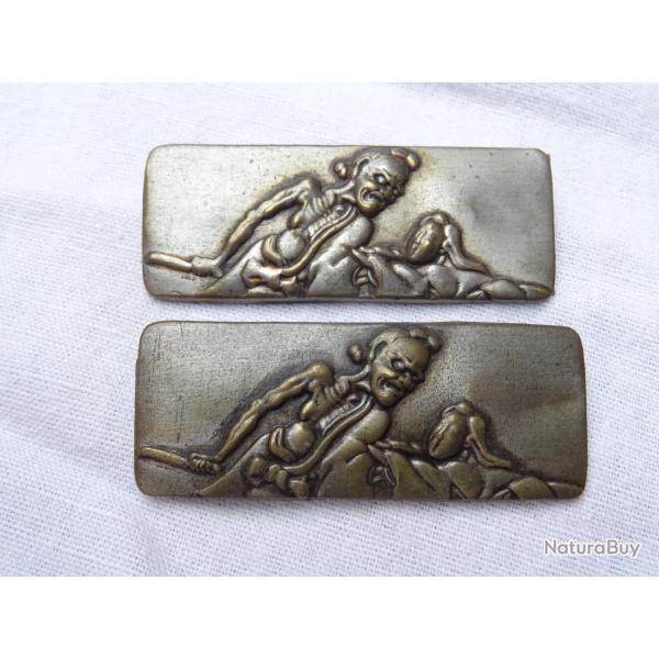 j192-2) lot =  vraie paire de tr�s beaux ornements de tsuka  = voir photos et description