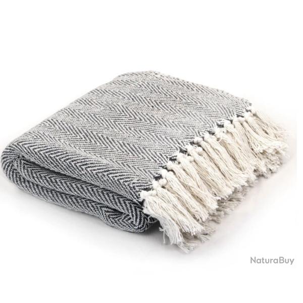 Jet� en coton � chevrons bleu marine 125 x 150 cm - Confort et �l�gance