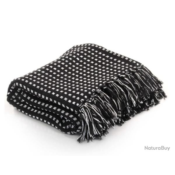 Jet� en coton � carreaux noir 160 x 210 cm - Confort et d�coration