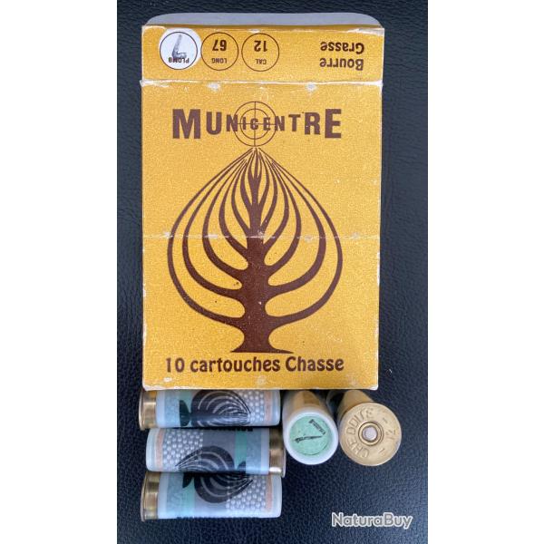 Bote ancienne MUNICENTRE contenant 10 cartouches marque CHEDDITE calibre 12-67 mm pb nickel n 7