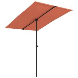 Parasol de jardin avec m&acirc;t en aluminium 2x1,5 m Terre cuite