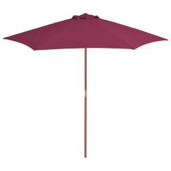 Parasol d'ext&eacute;rieur avec m&acirc;t en bois 270 cm rouge bordeaux