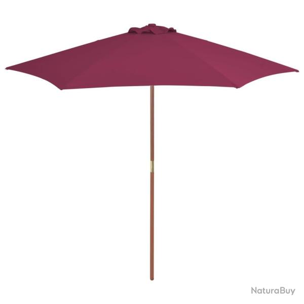 Parasol d'ext�rieur avec m�t en bois 270 cm rouge bordeaux