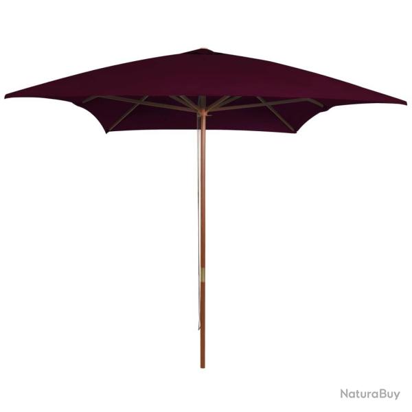Parasol de jardin avec mt en bois rouge bordeaux 200x300 cm alsavelo