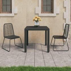 Ensemble &agrave; manger de jardin 3 pcs PVC r&eacute;sine tress&eacute;e noir