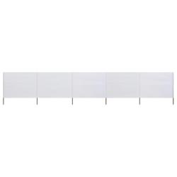 Paravent 5 panneaux Tissu 600 x 120 cm Blanc sable
