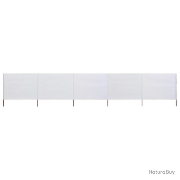 Paravent 5 panneaux Tissu 600 x 120 cm Blanc sable
