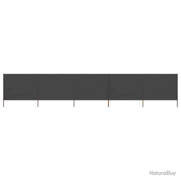 Paravent 5 panneaux Tissu 600 x 80 cm Anthracite alsavelo