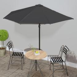 Parasol de balcon et m&acirc;t en aluminium Anthracite 300x155cm Demi alsavelo