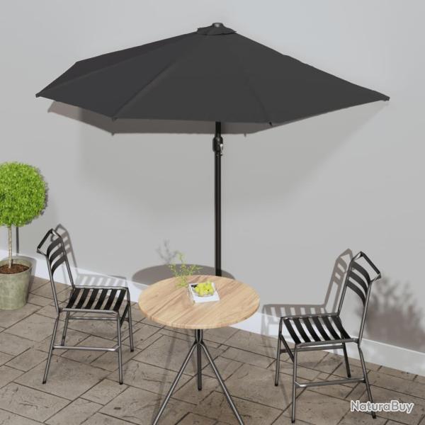 Parasol de balcon avec mt en aluminium Noir 270x144x222cm Demi alsavelo
