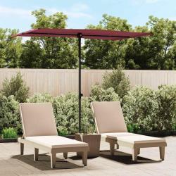 Parasol de jardin et m&acirc;t en aluminium 2x1,5 m rouge bordeaux alsavelo
