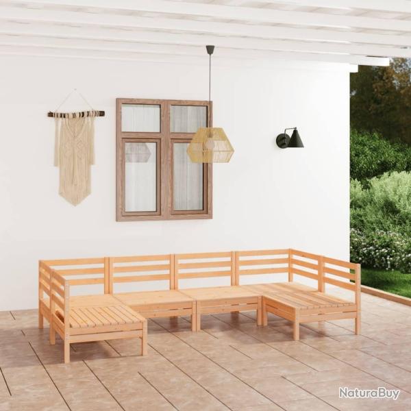 Salon de jardin 6 pcs Bois de pin massif alsavelo