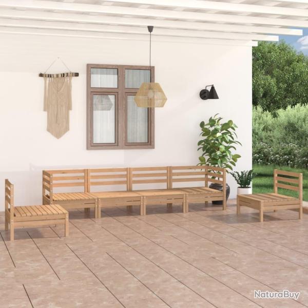 Salon de jardin 6 pcs Bois de pin massif alsavelo