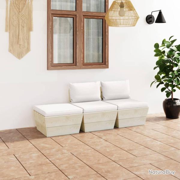 Salon de jardin palette 3 pcs avec coussins bois d'pica alsavelo