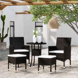 Salon de jardin 5 pcs R&eacute;sine tress&eacute;e Noir