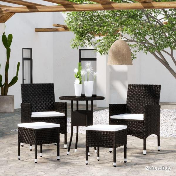 Salon de jardin 5 pcs R�sine tress�e Noir